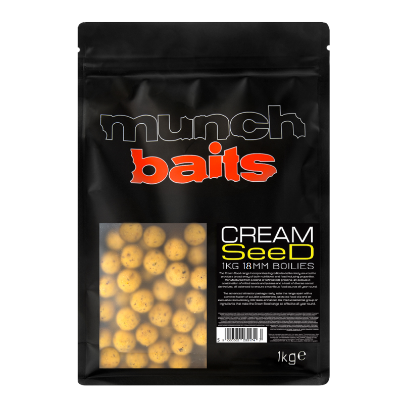 Munch Baits Boilies, Cream Seed 1Kg 18mm